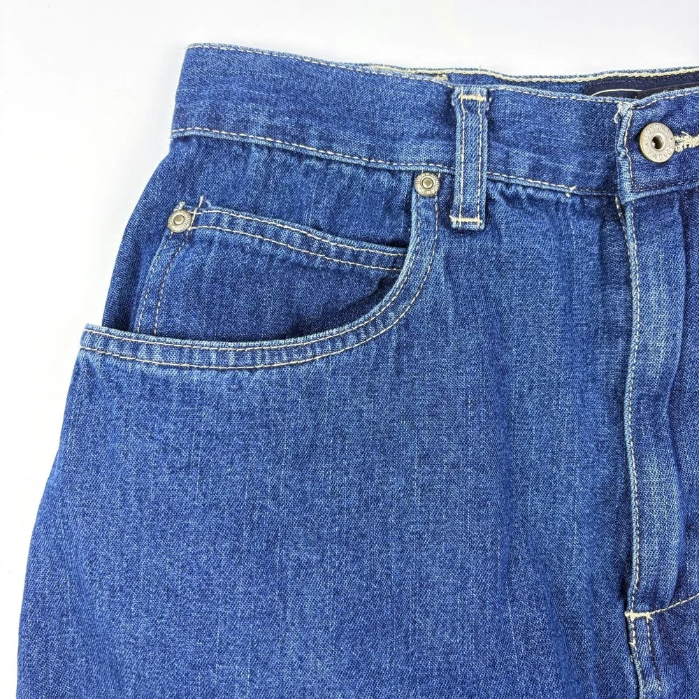 Vtg Y2K Sonoma Denim Skirt Girls Sz 10 Blue Lace Trim Asymetrical Hem Cowboy SEE